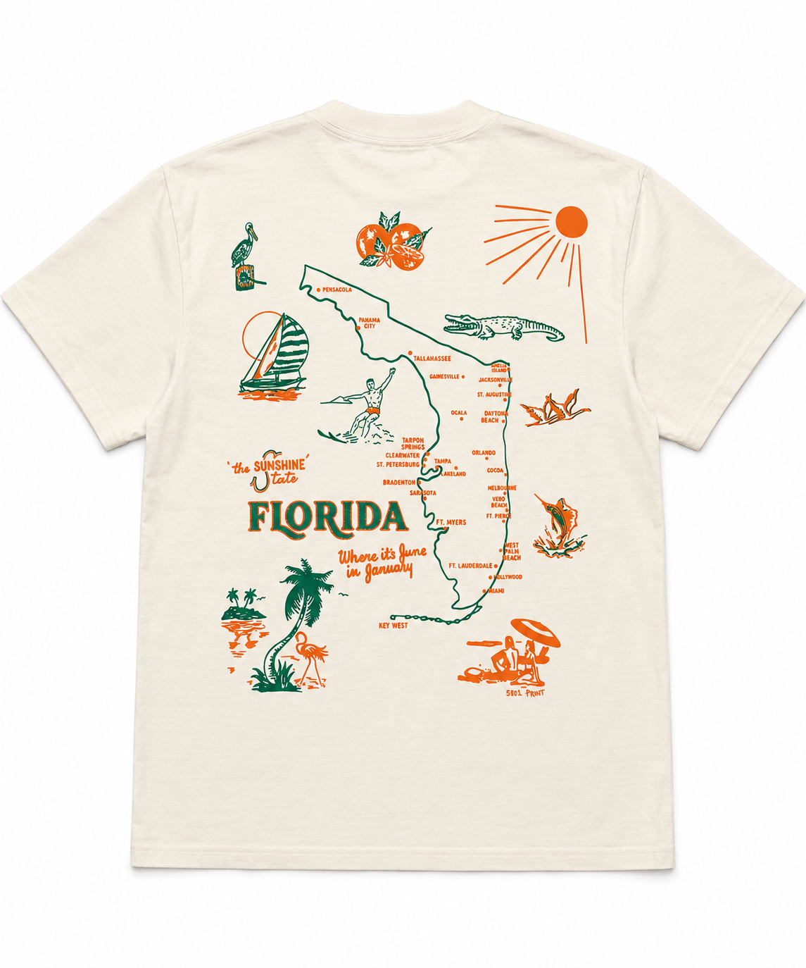 5801 The Florida Map Tee BOCA-Ivory XXL