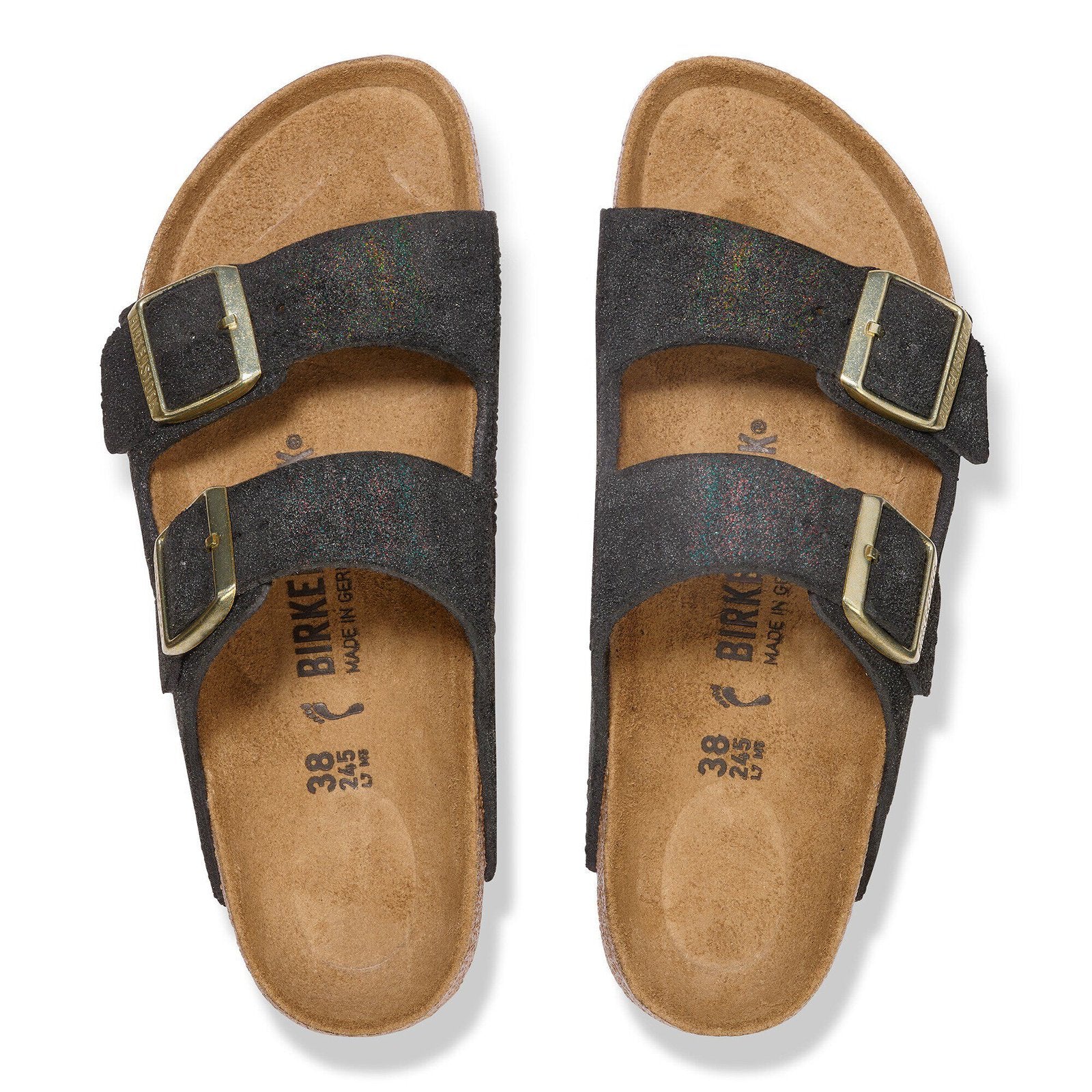 Birkenstock Arizona Womens Sandal Suede-Shimmering Black 10