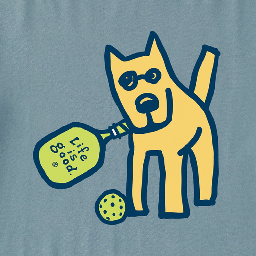 Life is Good Womens Crusher Vee Vintage Rocket Pickleball SS Tee SmkBlu XS