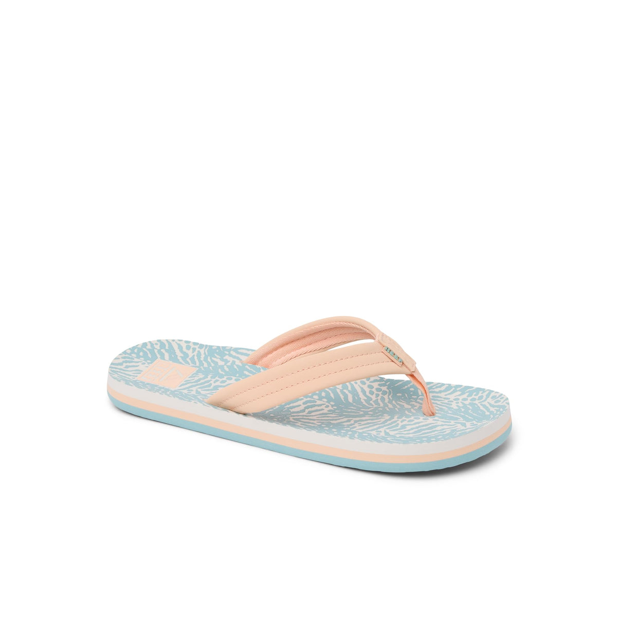 Reef Ahi Girls Sandal Peach-Blue Animal 4 Y