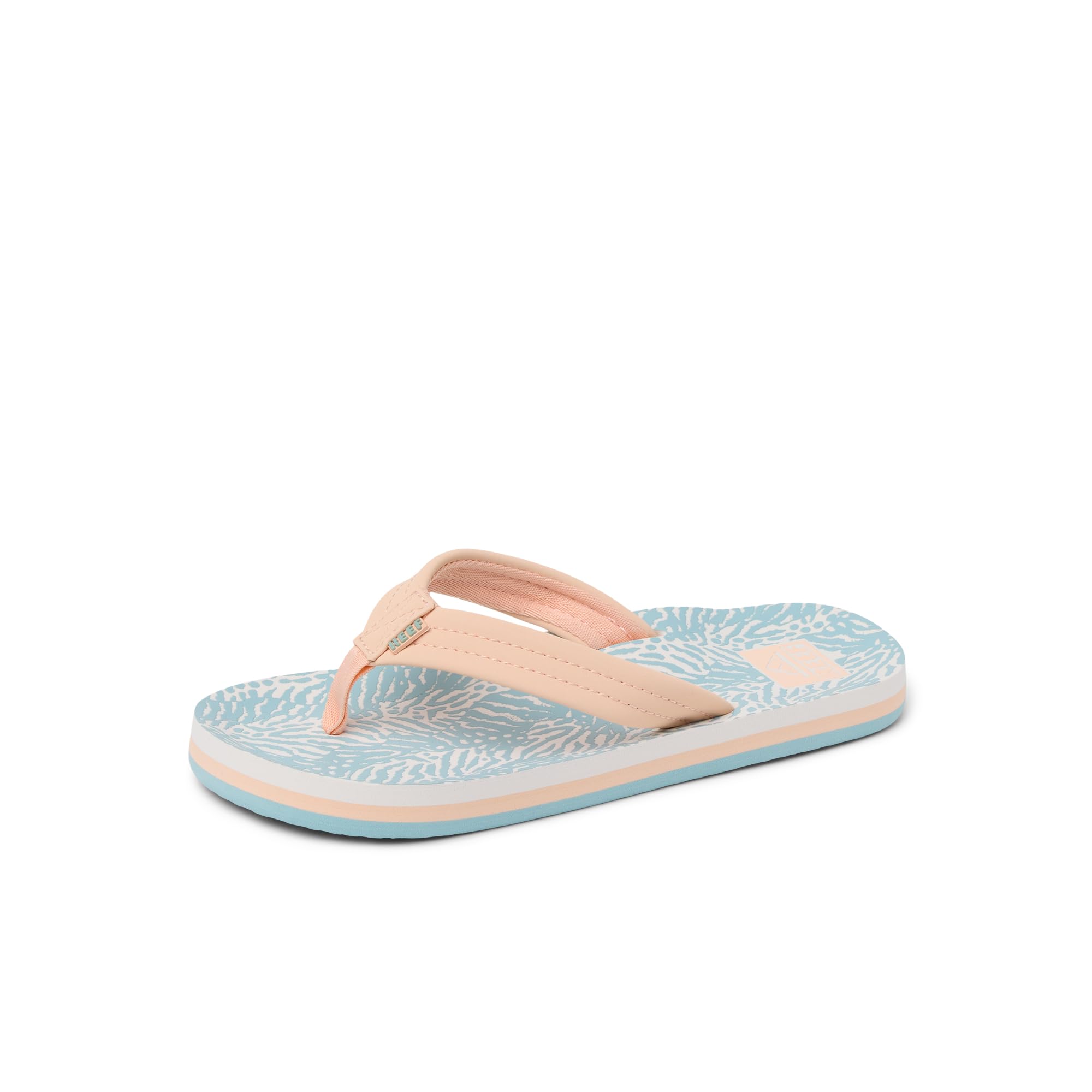 Reef Ahi Girls Sandal Peach-Blue Animal 4 Y