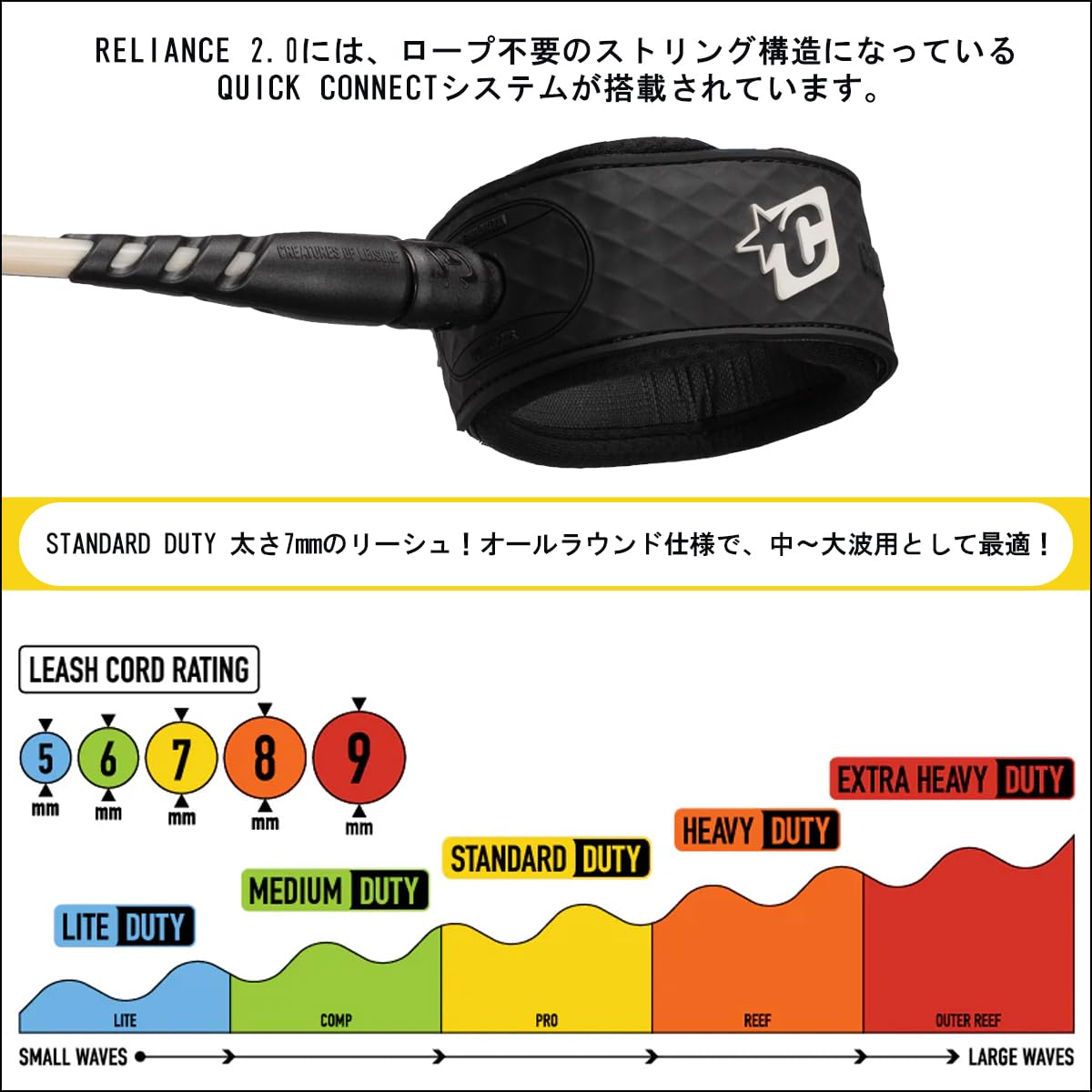 Creatures of Leisure Reliance 2.0 Standard Duty Leash Black Silver 8ft0in