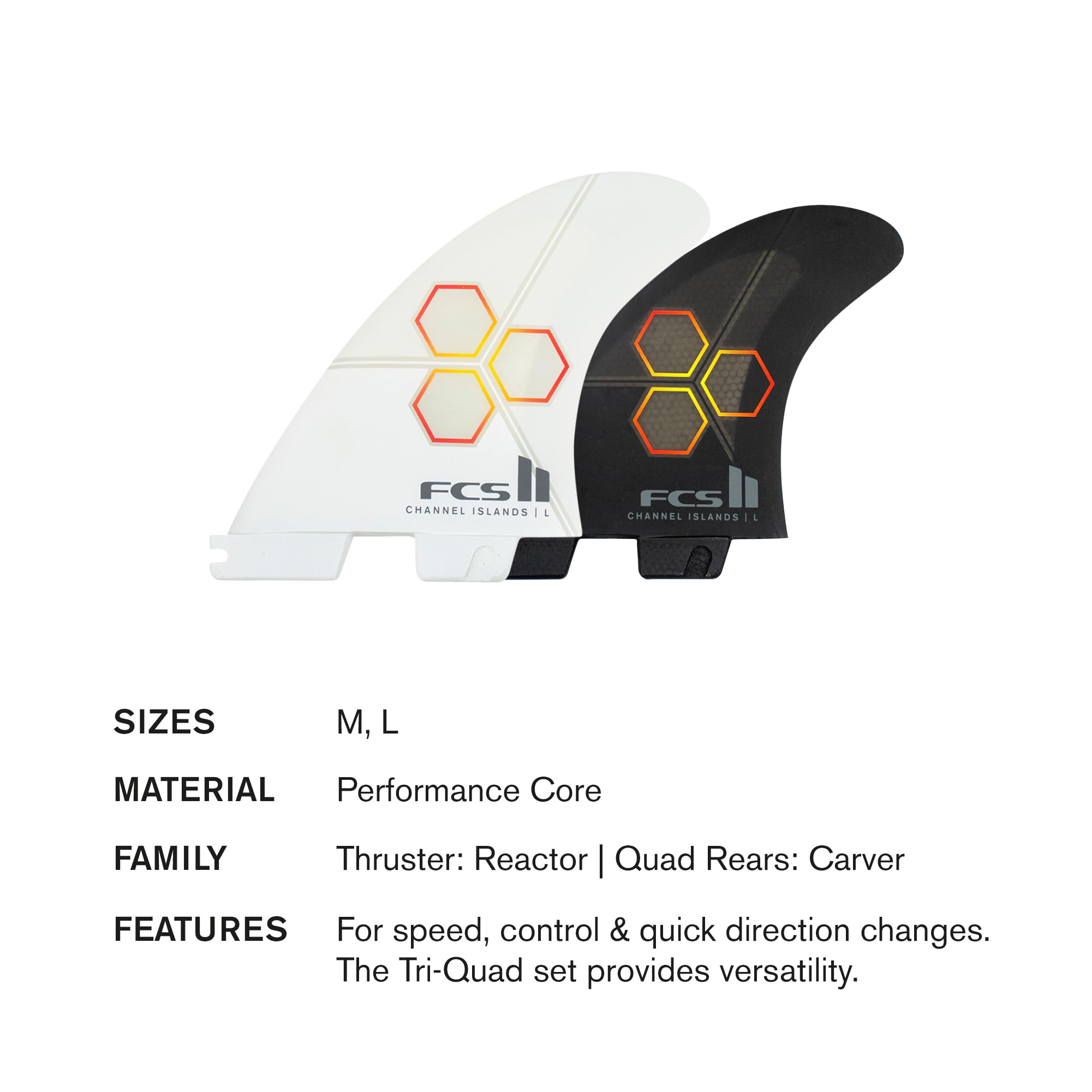 FCS 2 CI PC Tri-Quad Set Black-Flame M