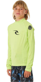 RIP CURL BRAND WAVE UPF L/S-BOY LIME 14