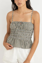 RHYTHM ANTIBES PLAID TOP OLI-OLIVE 4L