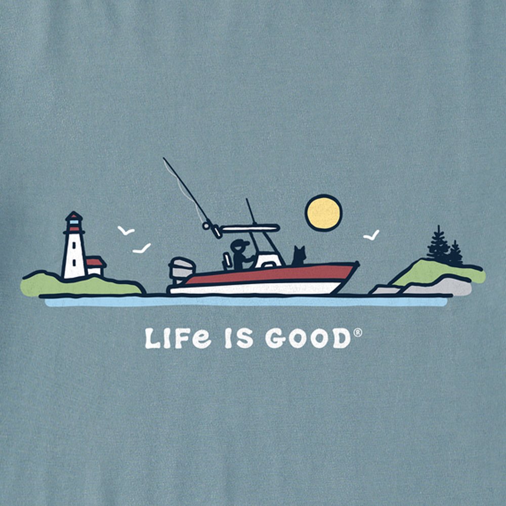 Life is Good Crusher LITE Vintage Fishing SS Tee  SmkBlu S