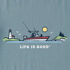 Life is Good Crusher LITE Vintage Fishing SS Tee  SmkBlu S