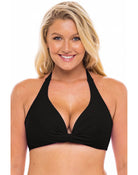 H20H Deep V Halter Bikini Top BLK D