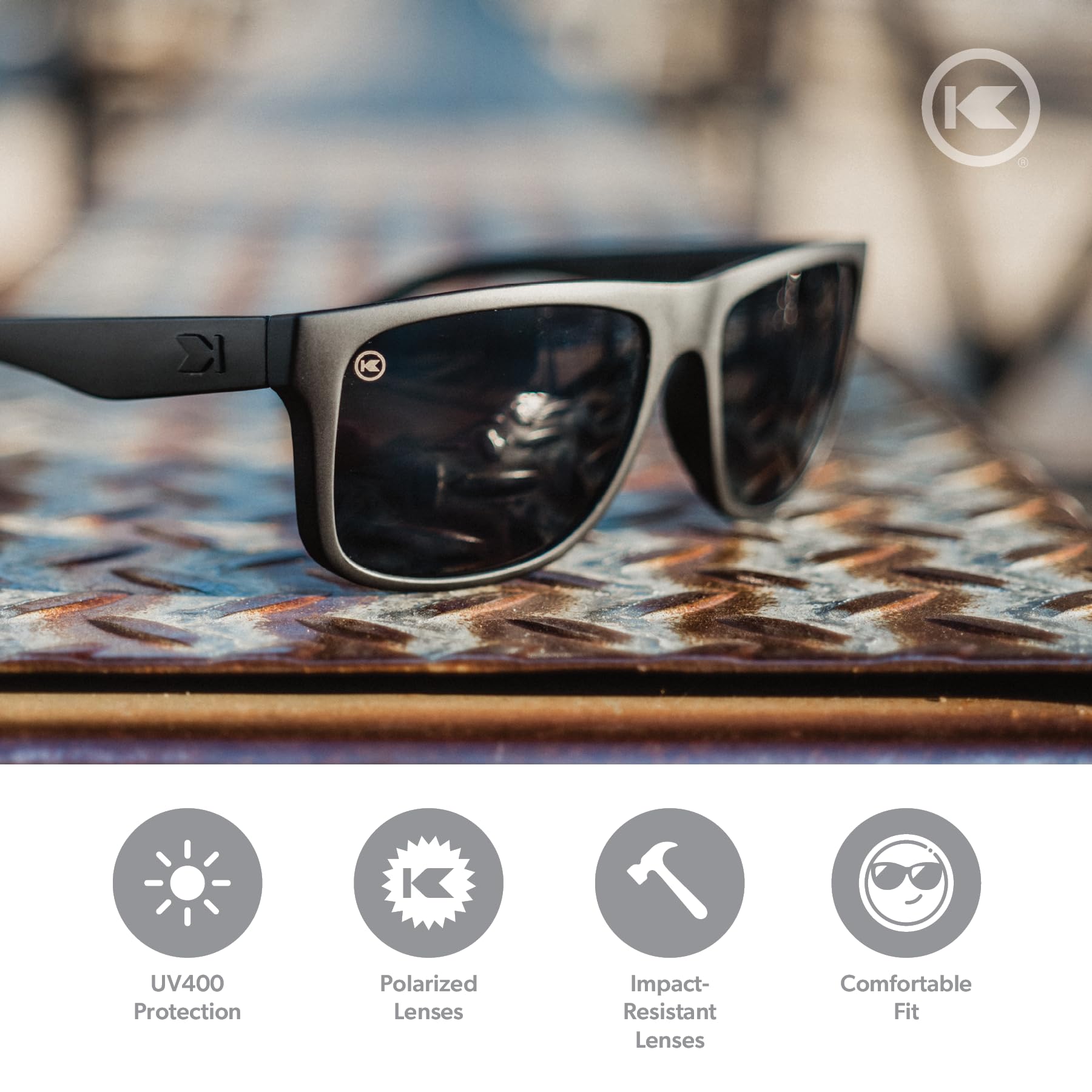 Knockaround Torrey Pines Polarized Sunglasses BlackonBlack