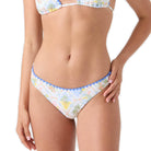 ROXY CATCH MY DRIFT HIPSTER SHIRRED BACK BIKINI BOTTOM WHQ-WHITE/LIGHT MULTI XS