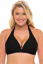 H20H Deep V Halter Bikini Top BLK E