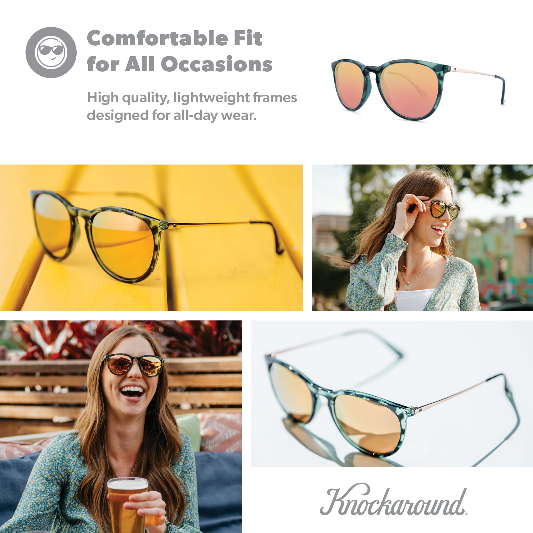 Knockaround MaryJane Polarized Sunglasses SlateTortoiseShellAmber