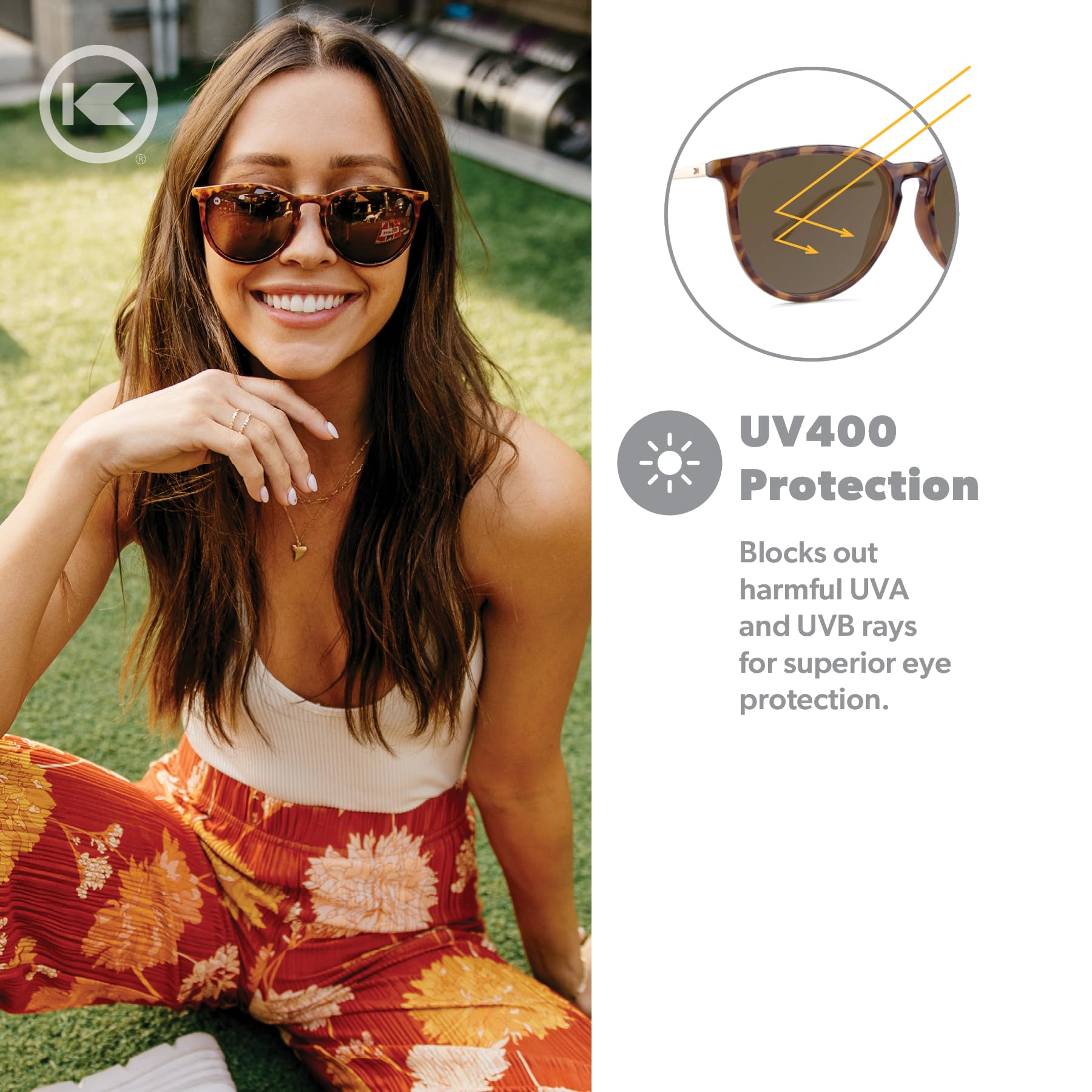 Knockaround MaryJane Polarized Sunglasses GlossyBlondeTortoiseShellAmber