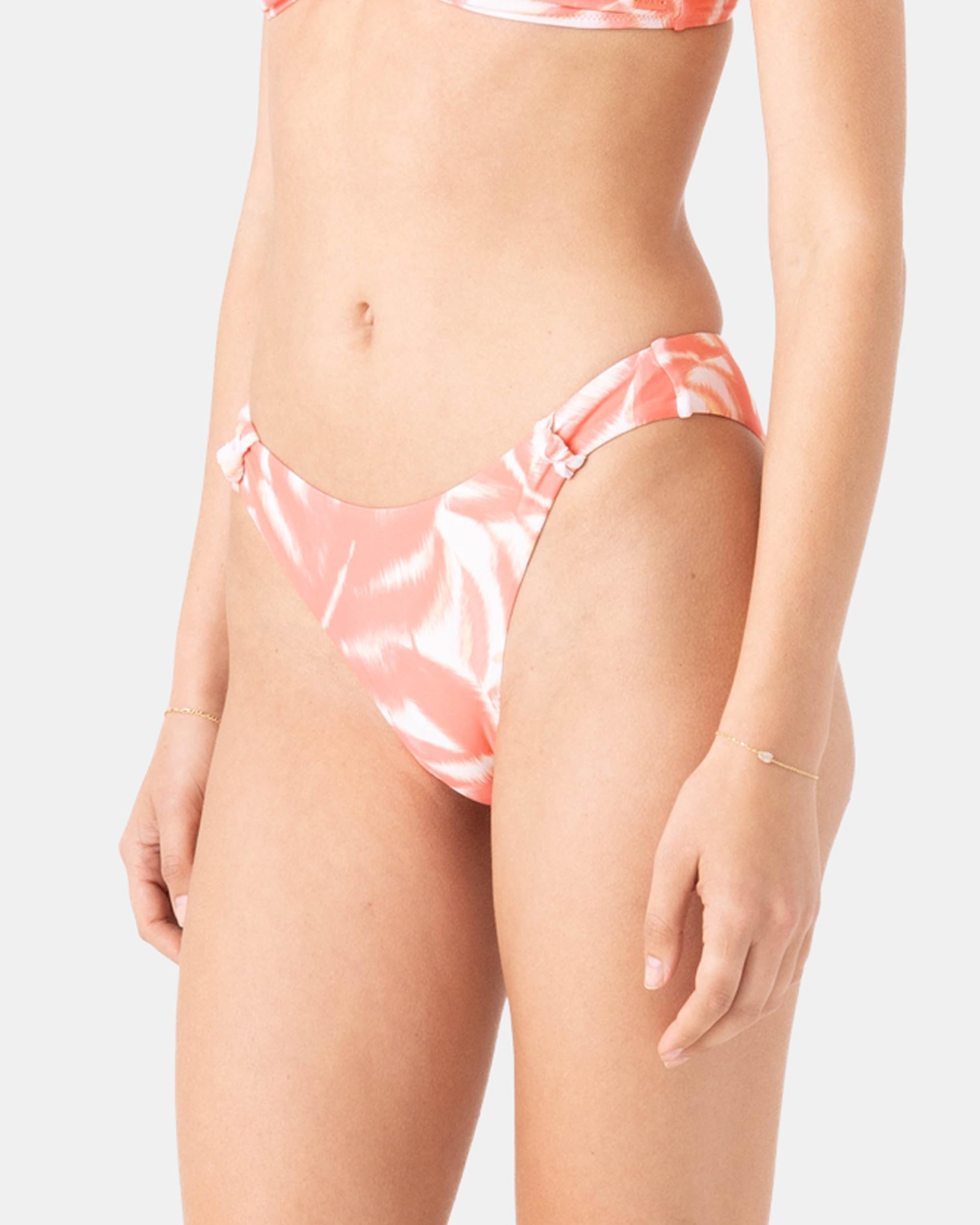 ROXY PALM HAZE KNOTTED SCOOP CHEEKY BIKINI BOTTOM CM4-CORALMUL L