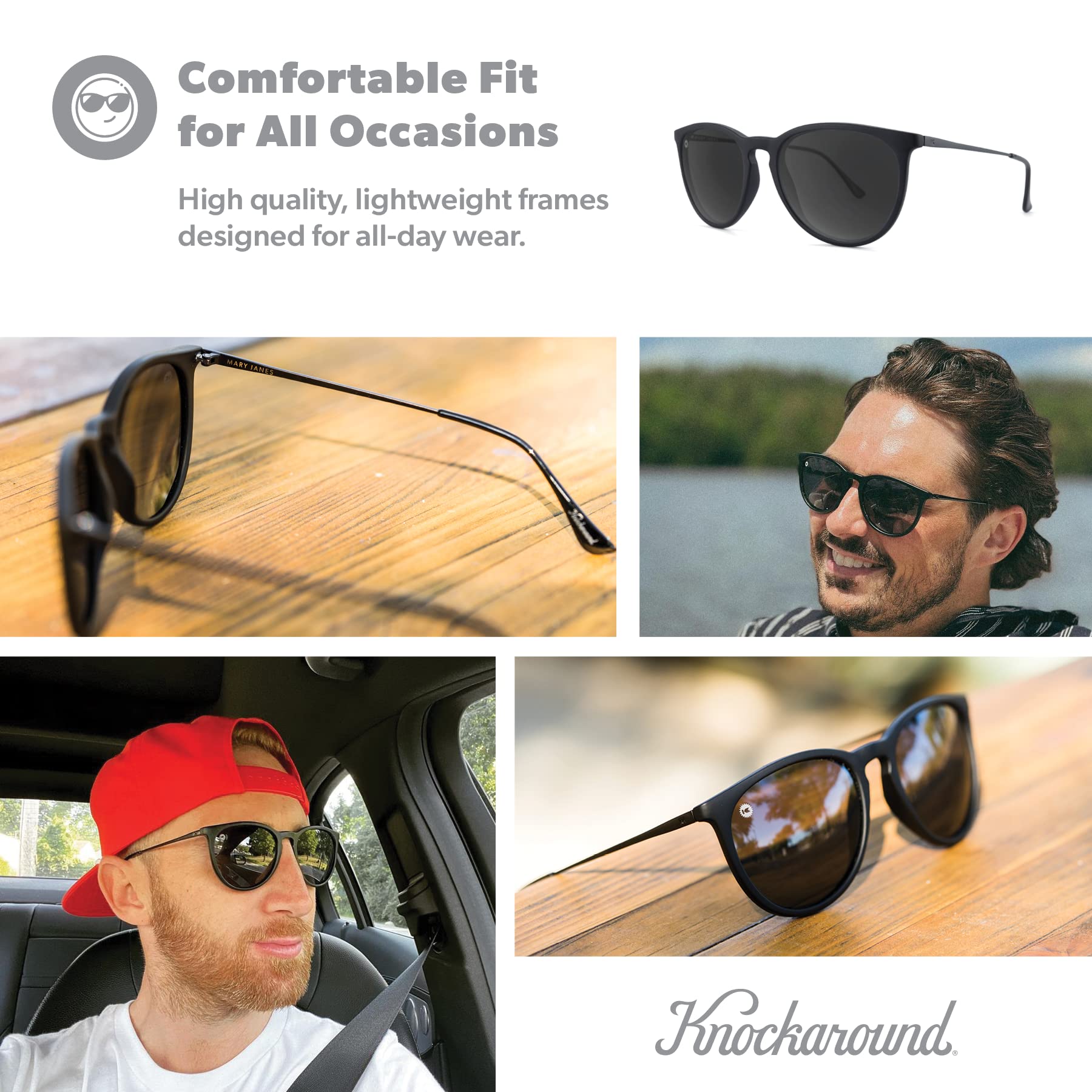 Knockaround MaryJane Polarized Sunglasses BlackonBlack