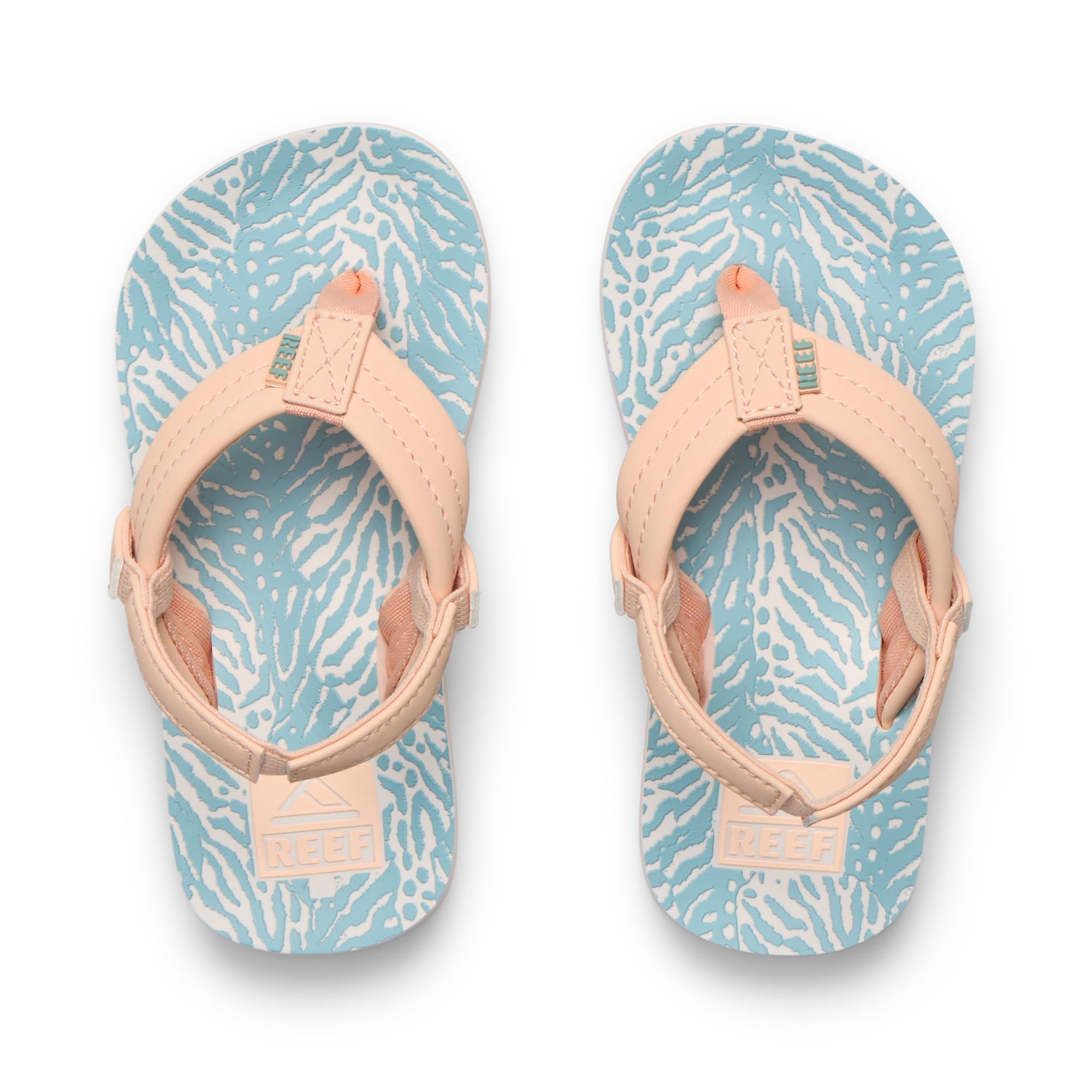 Reef Little Ahi Girls Sandal Peach-Blue Animal 12 C