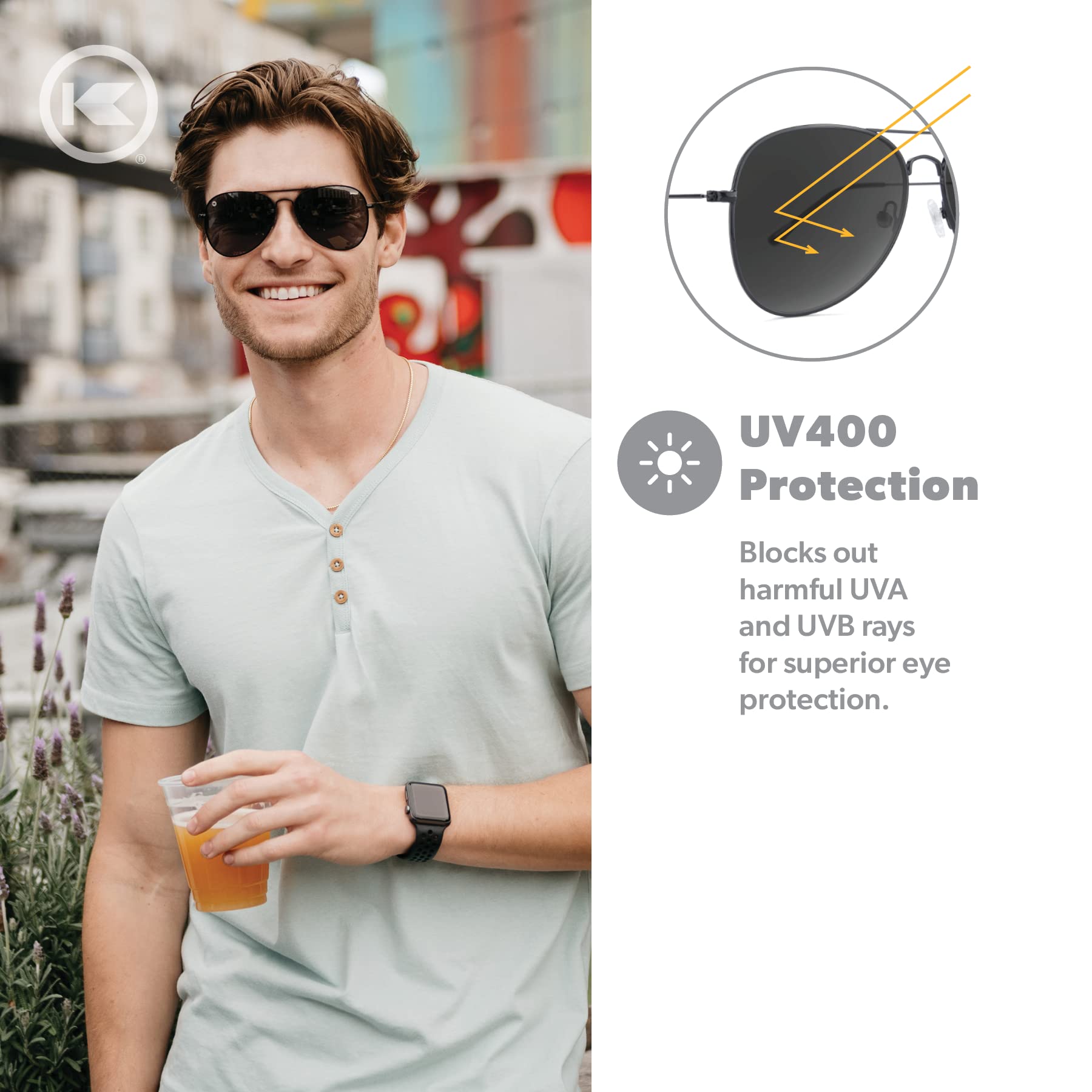 Knockaround Mile High Polarized Sunglasses  BlackSmoke