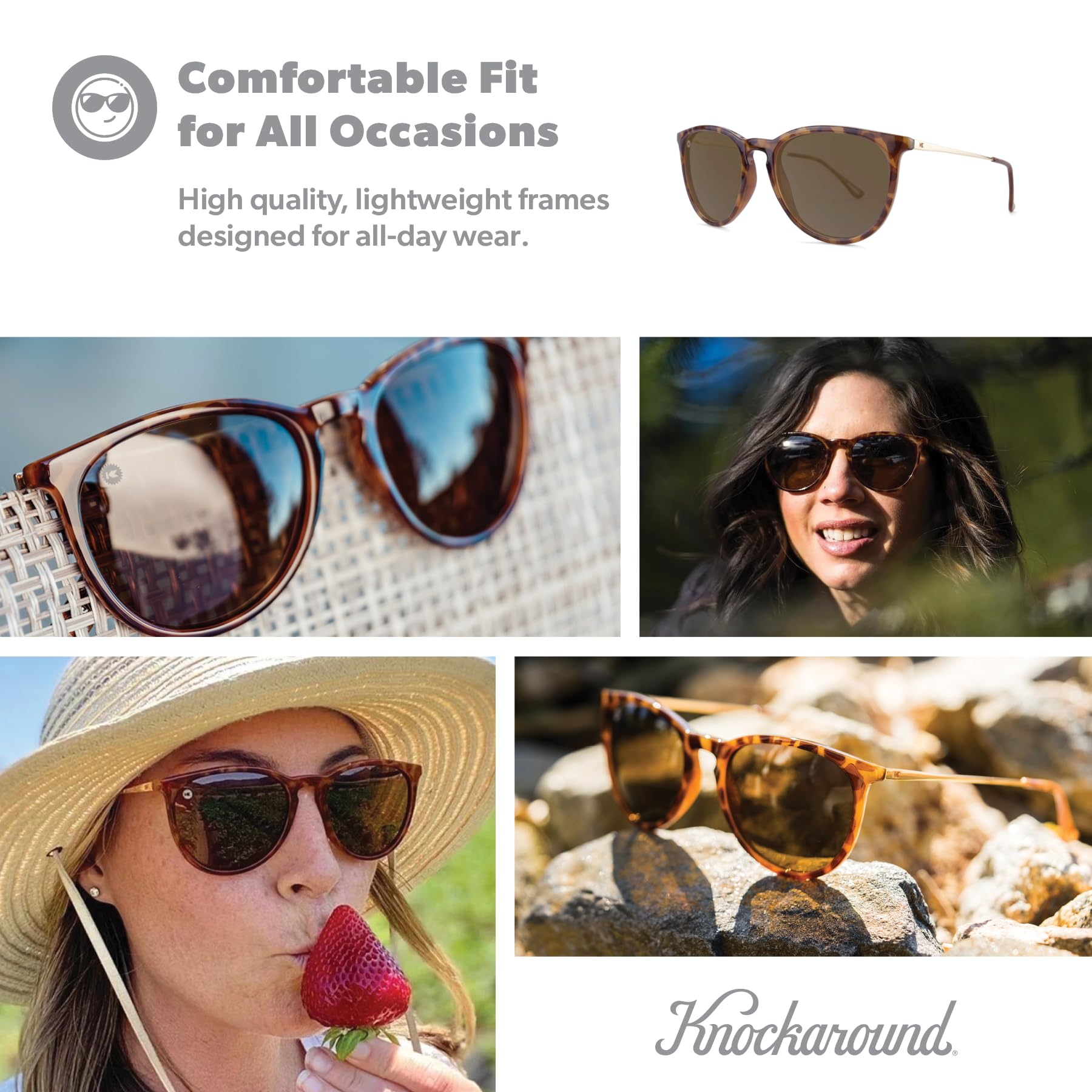 Knockaround MaryJane Polarized Sunglasses GlossyBlondeTortoiseShellAmber