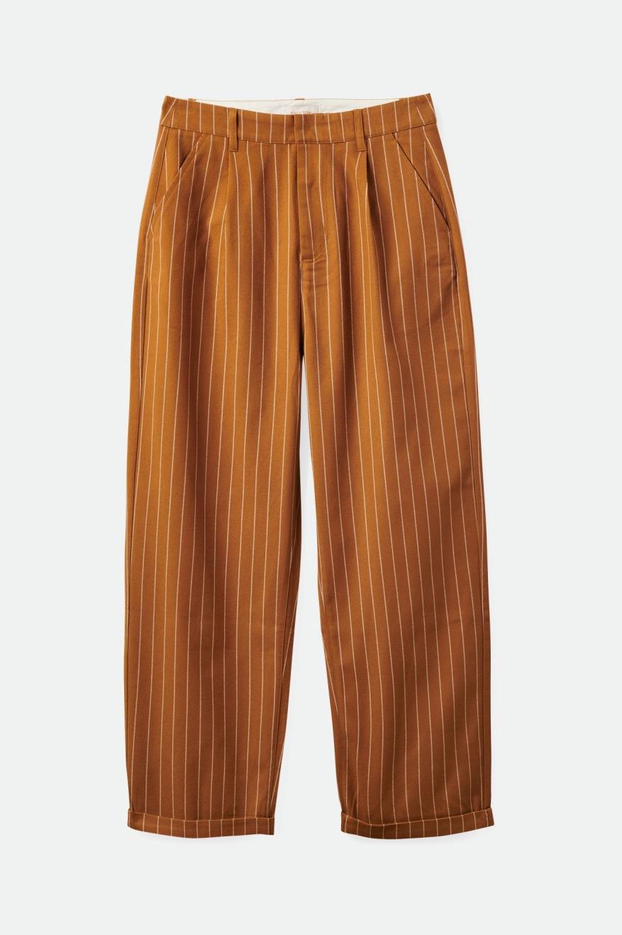 Victory Trouser Pant - Washed Copper Pinstripe.