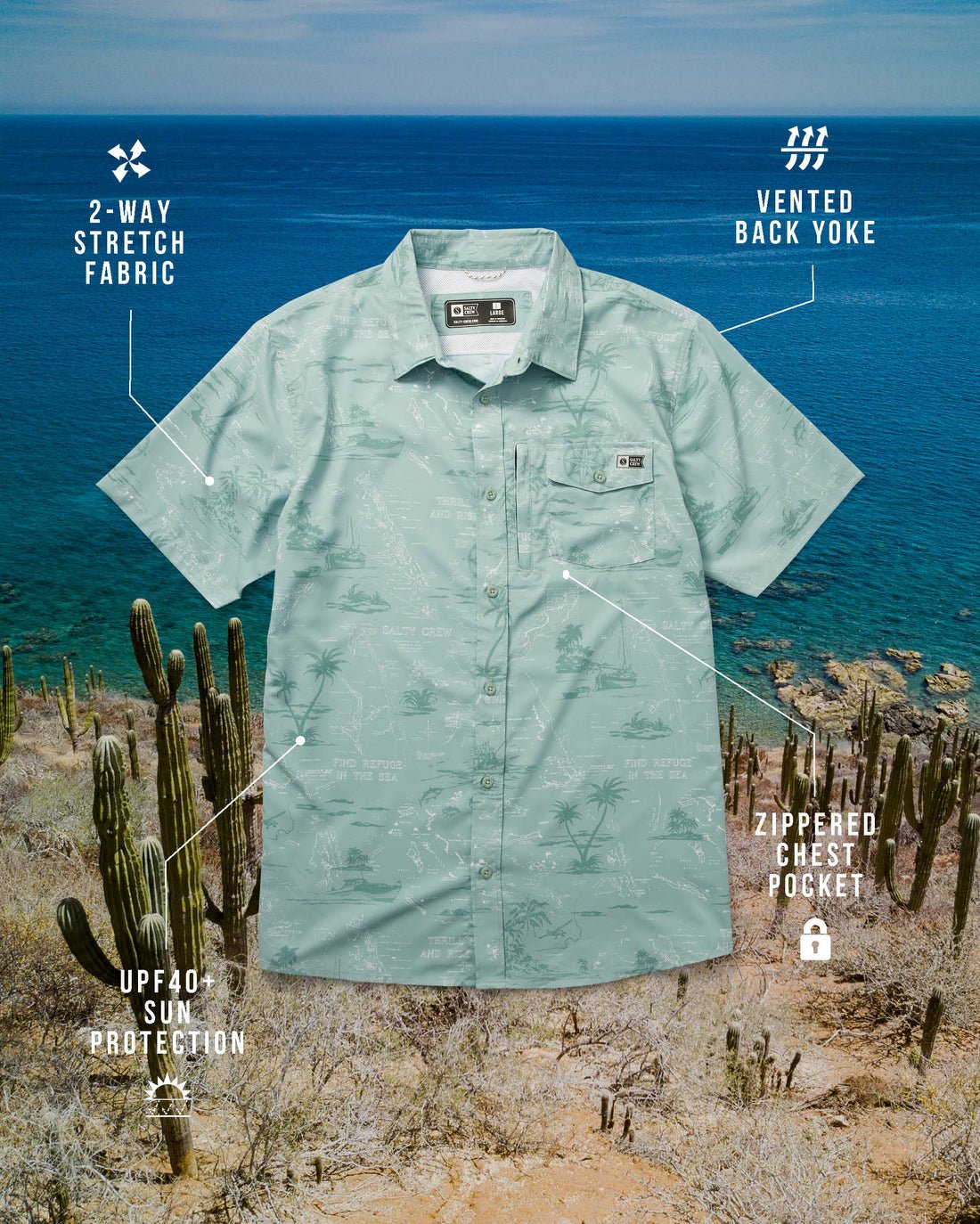 Salty Crew Seafarer SS Tech Woven Mackerel XL