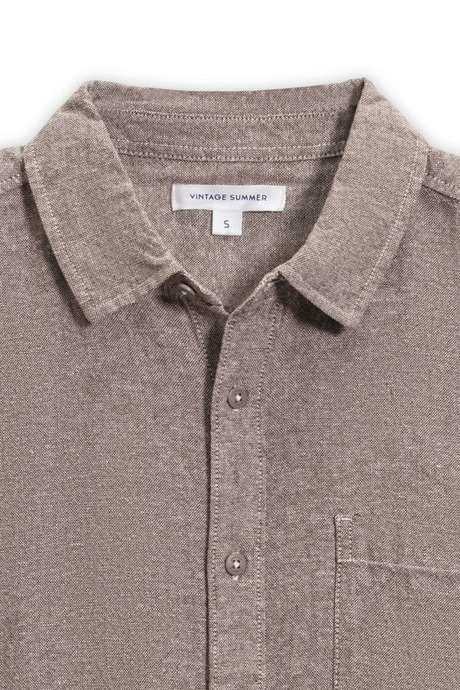 Vintage Summer LInen SS Botton Down Shirt Brown L