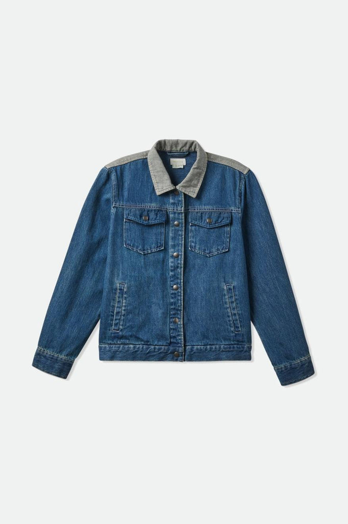 Cable Womens Embroidered Jacket - Two Tone Indigo.