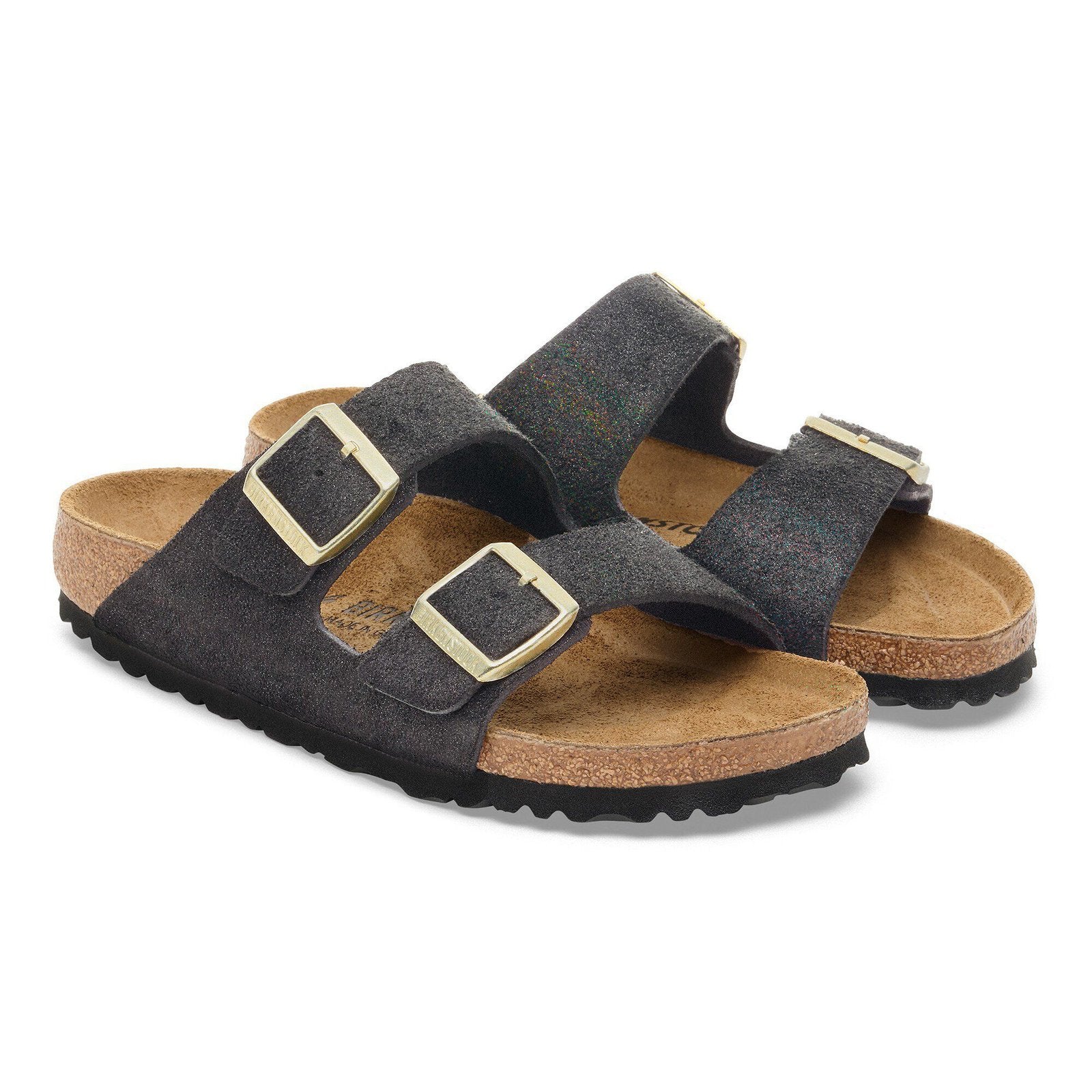 Birkenstock Arizona Womens Sandal Suede-Shimmering Black 8