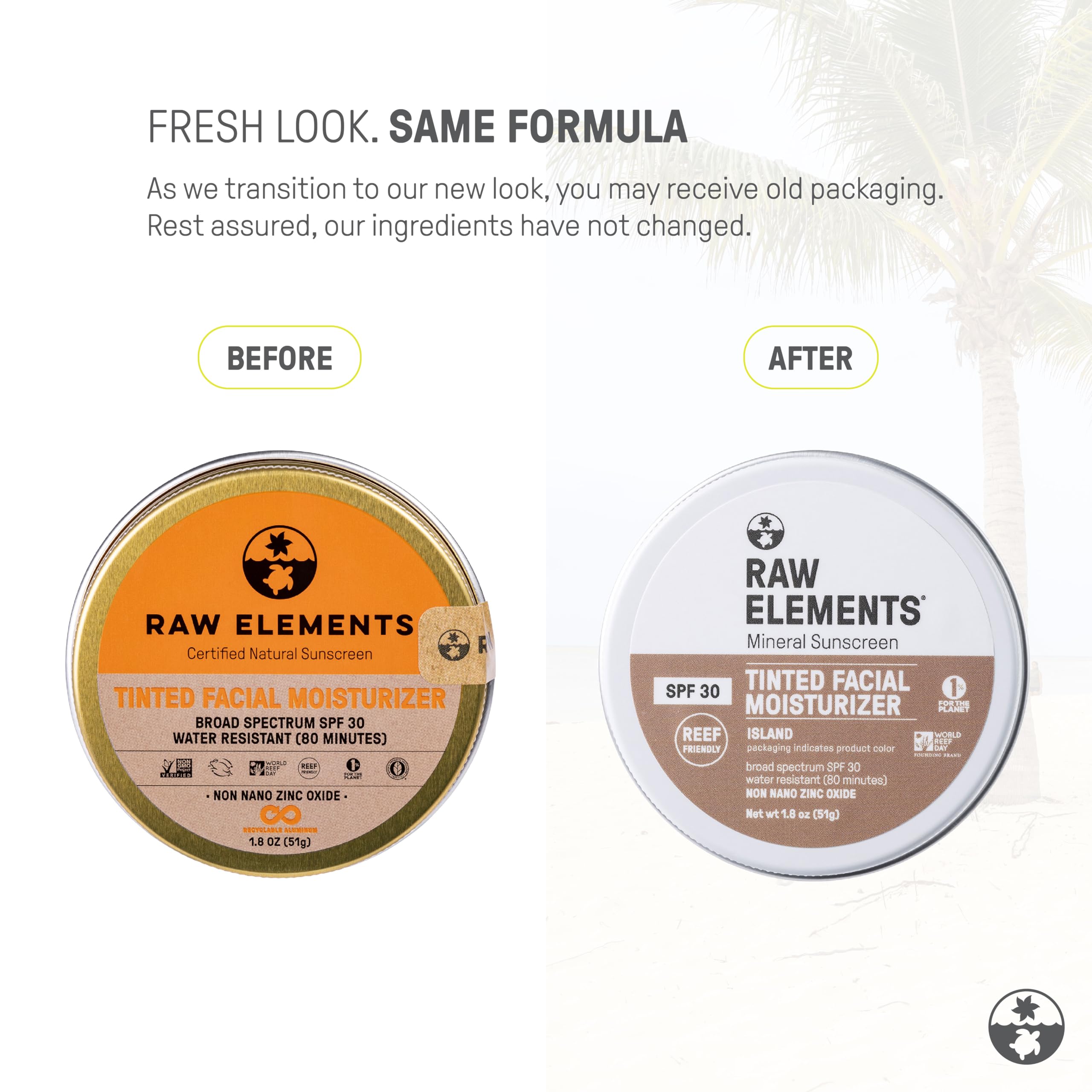 Raw Elements SPF 30 Tinted Tin Island 1.8oz