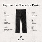 ROARK LAYOVER PRO TRAVELER PANT BLK-BLACK S