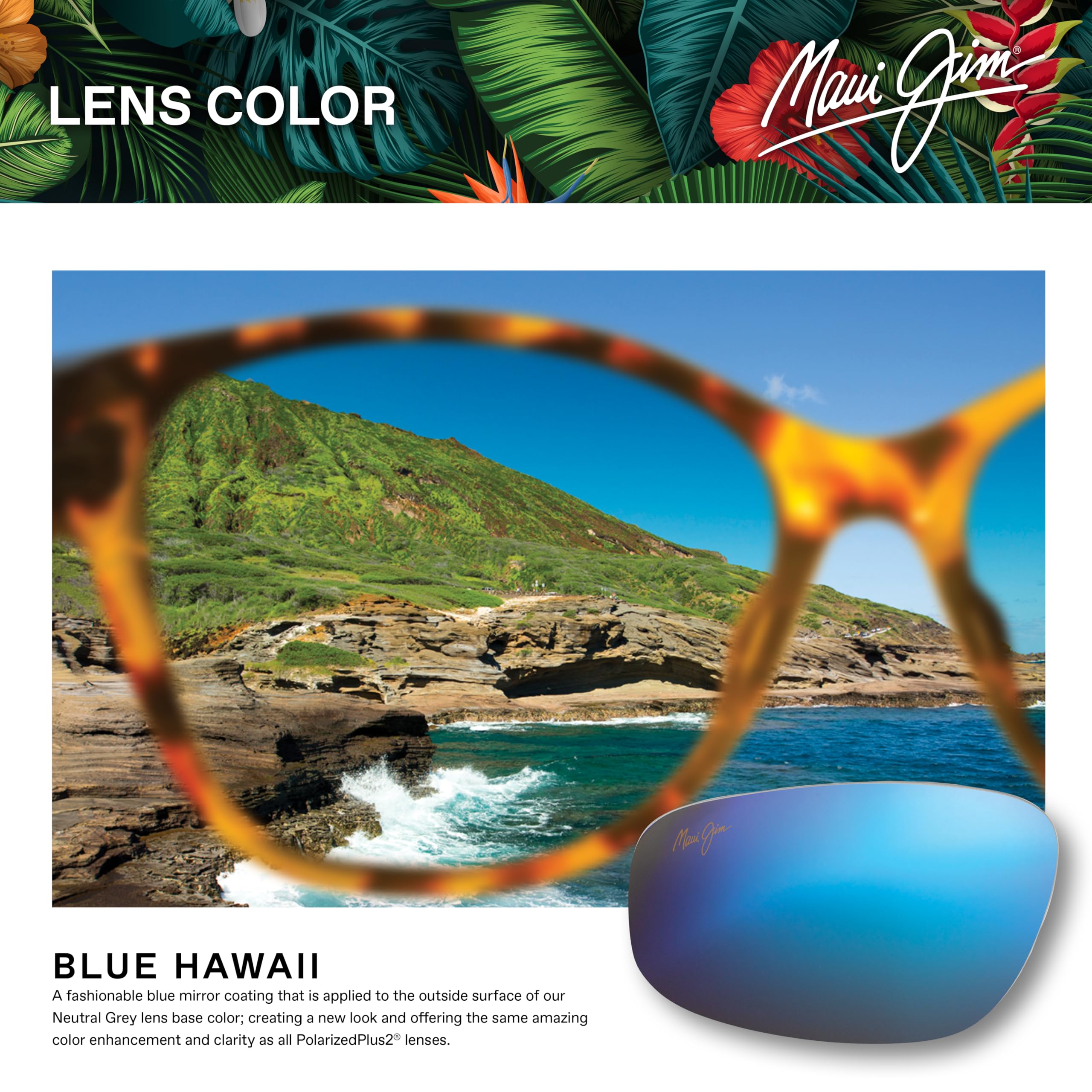 Maui Jim WaiWai Polarized Sunglasses MatteTransBlue BlueHawaii