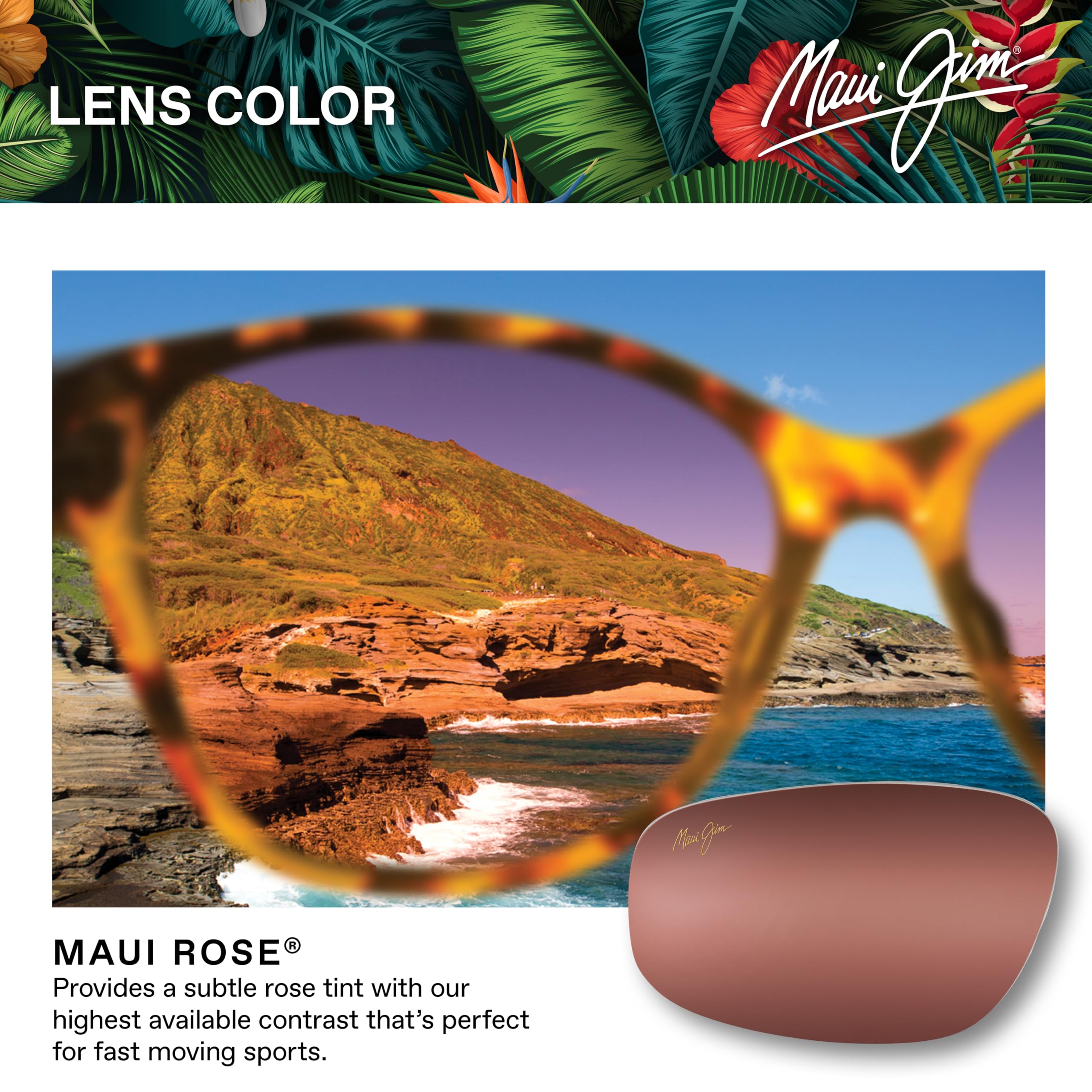 Maui Jim Hiehie Polarized Sunglasses ShinyTransGreen MauiRose