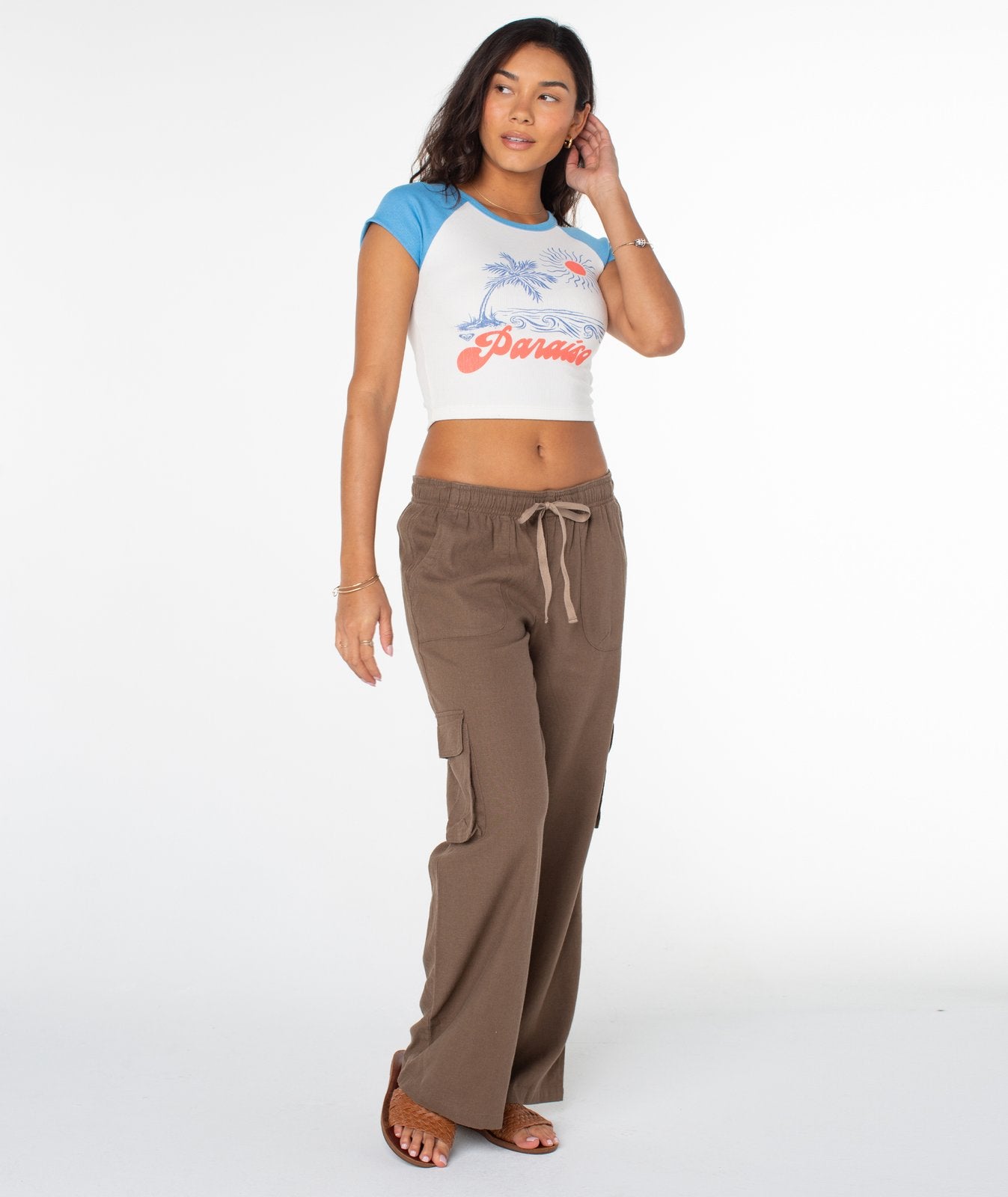 Roxy Paraiso Cropped Ribbed Tee BTG L