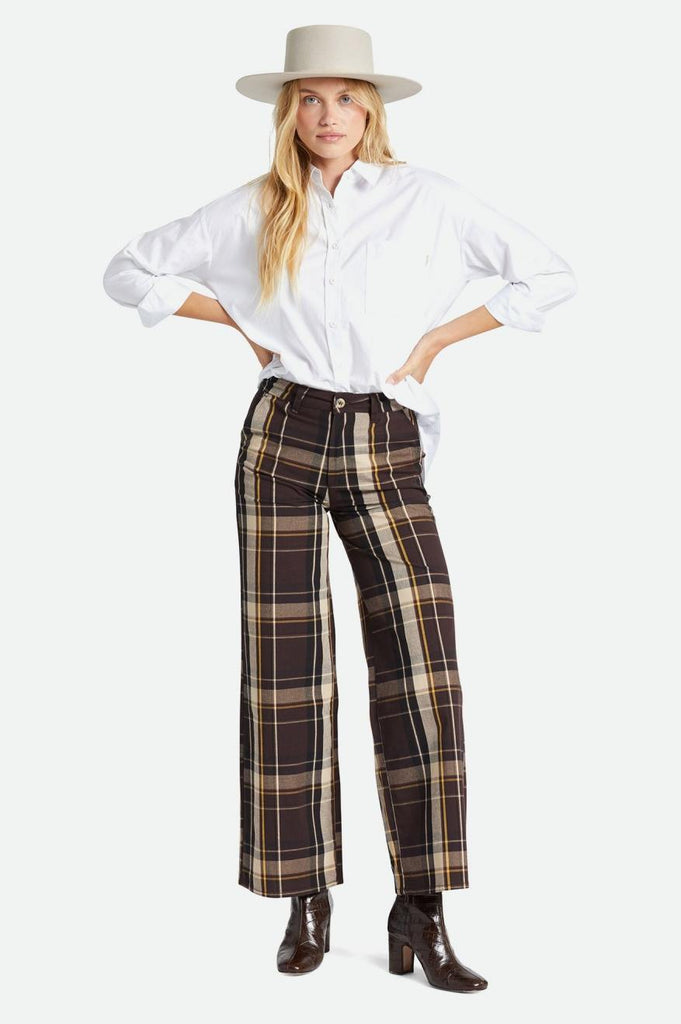 Victory Full Length Wide Leg Pant - Seal Brown/Bright Gold.