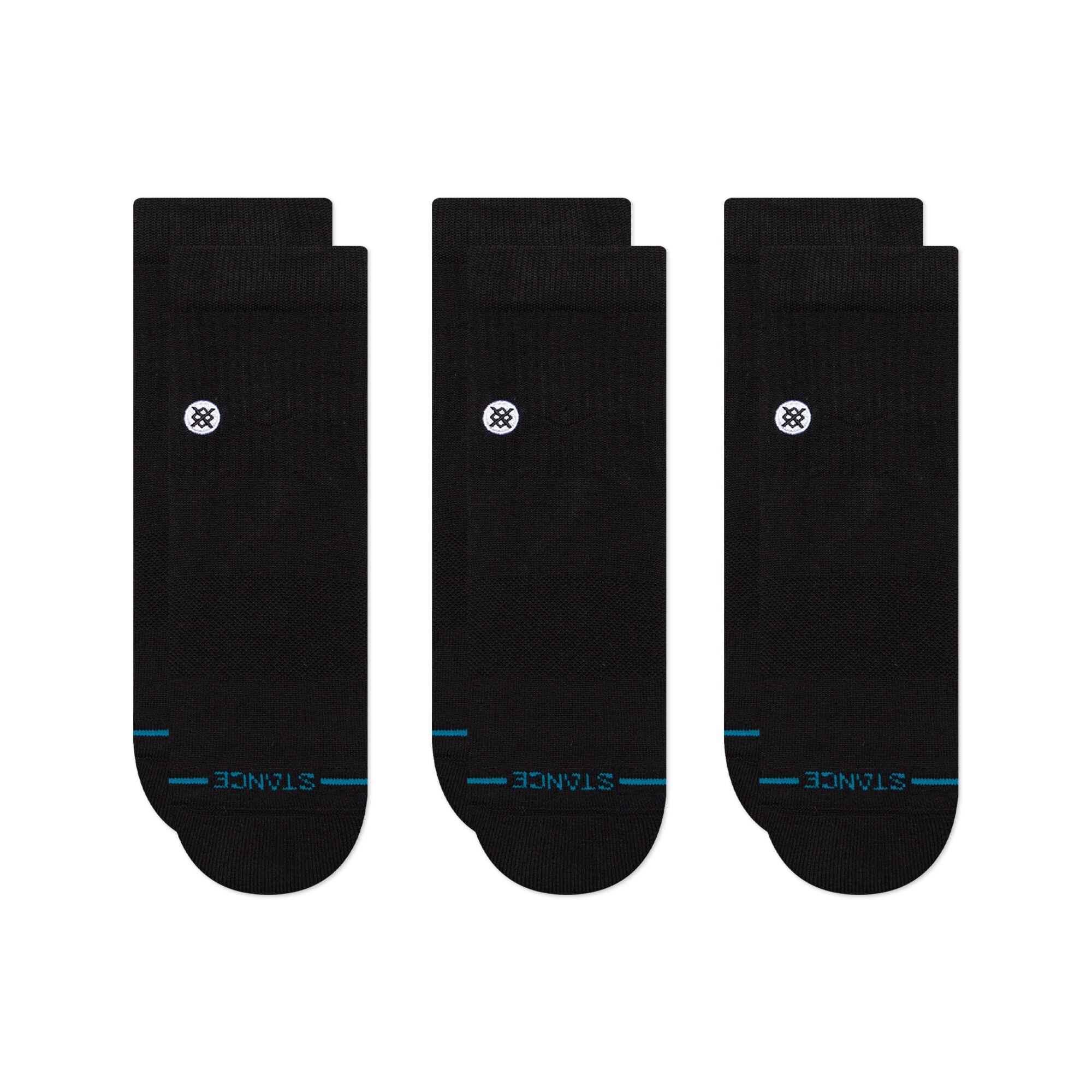 Stance Icon Quarter 3 Pack Mens Socks BLACK M