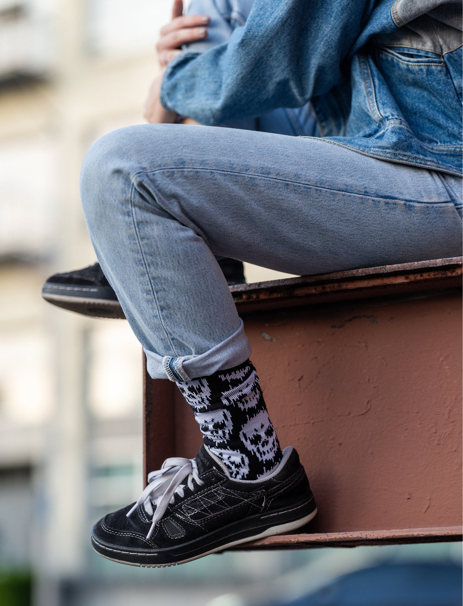 Stance Static Skull Crew Sock Black M
