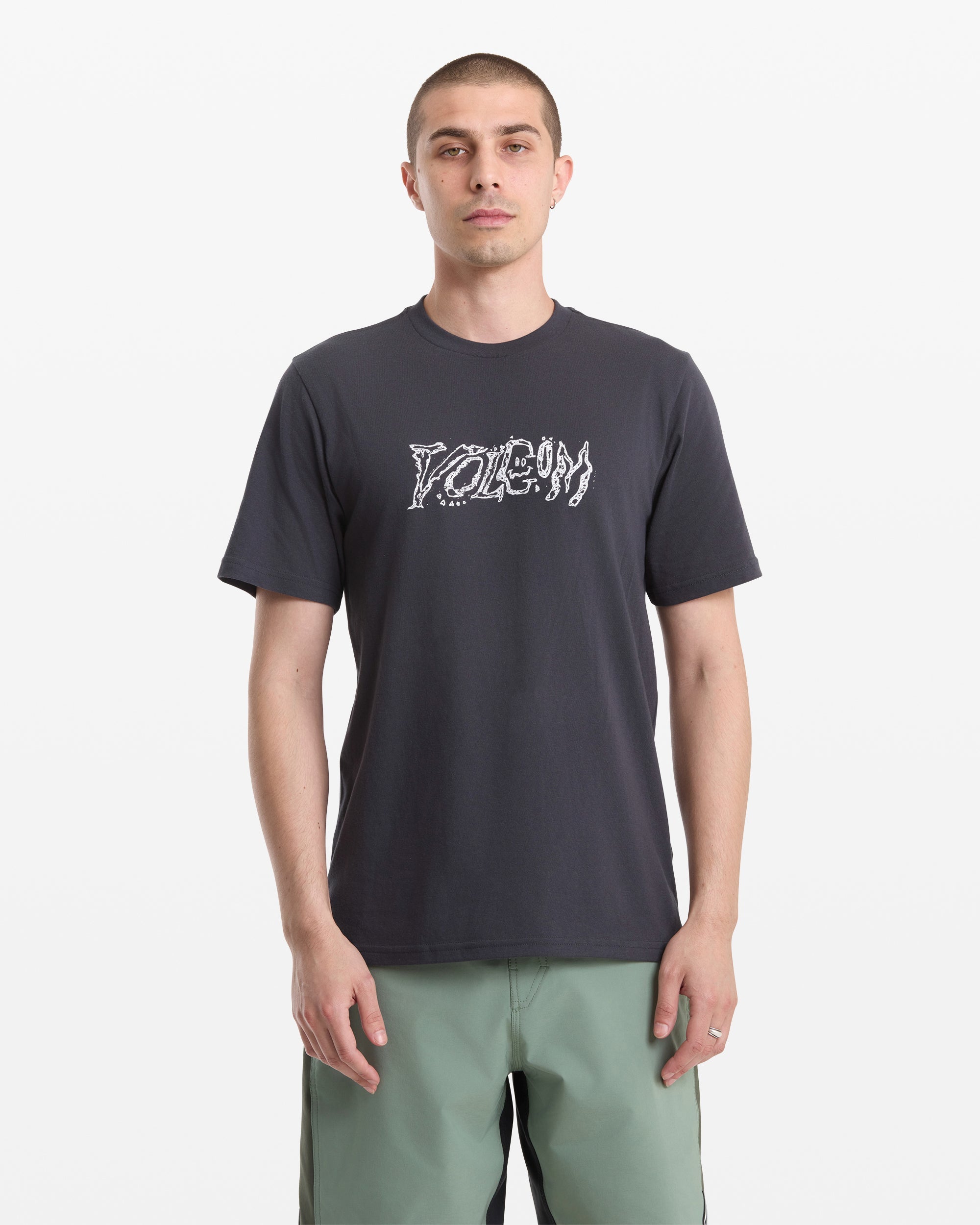 VOLCOM DESTROYED SS TEE WBH-WASHED BLACK L