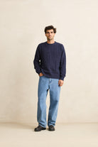 RHYTHM PATCHWORK SWEATER NAV-VINTAGE NAVY 2M