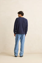 RHYTHM PATCHWORK SWEATER NAV-VINTAGE NAVY 3L