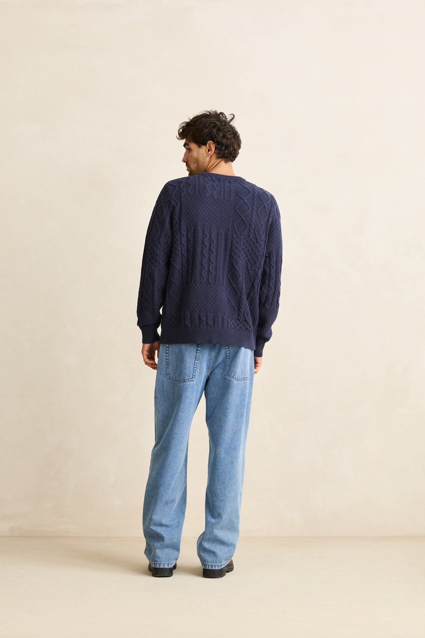 RHYTHM PATCHWORK SWEATER NAV-VINTAGE NAVY 3L