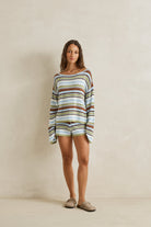 Rhythm Frankie Stripe Knit Top Tank Marine Green 3M