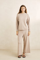 Rhythm Willa Rolled Hem Knit Pant Taupe 04