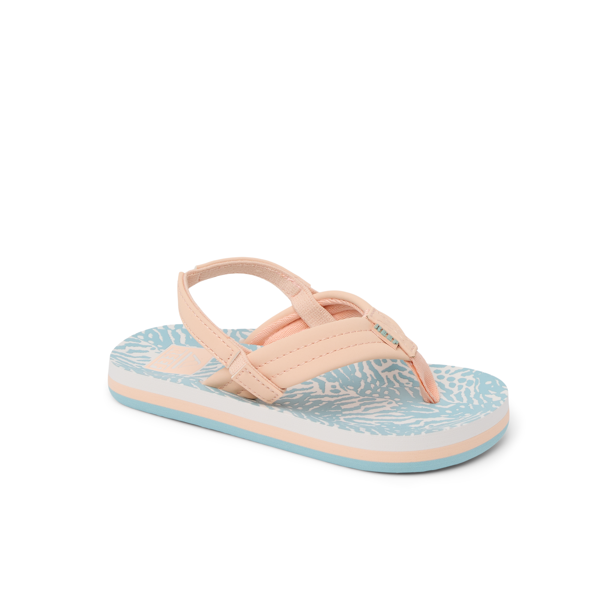 Reef Little Ahi Girls Sandal Peach-Blue Animal 3 C