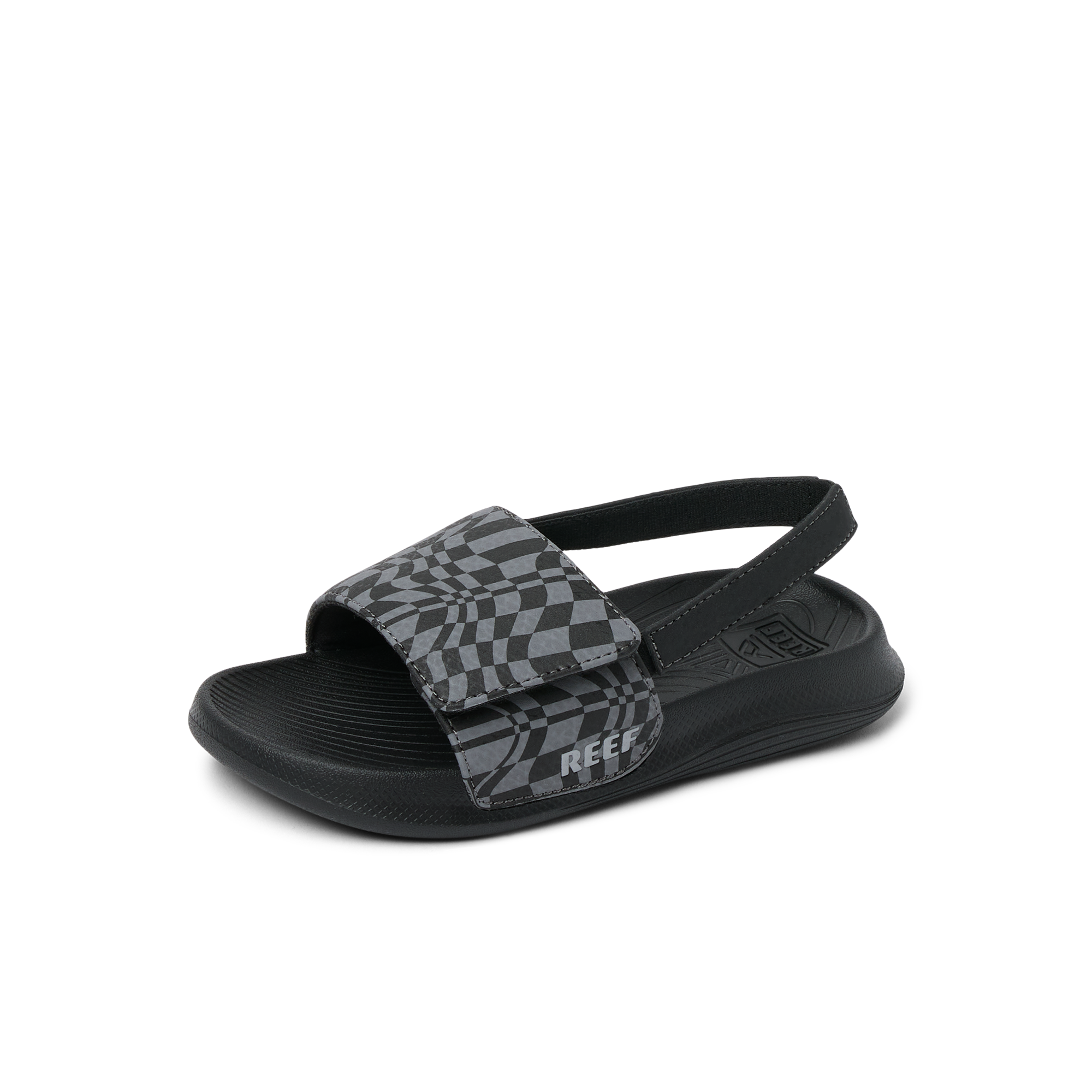 Reef Little Salty Boys Slide Black Swell Checker 5 C