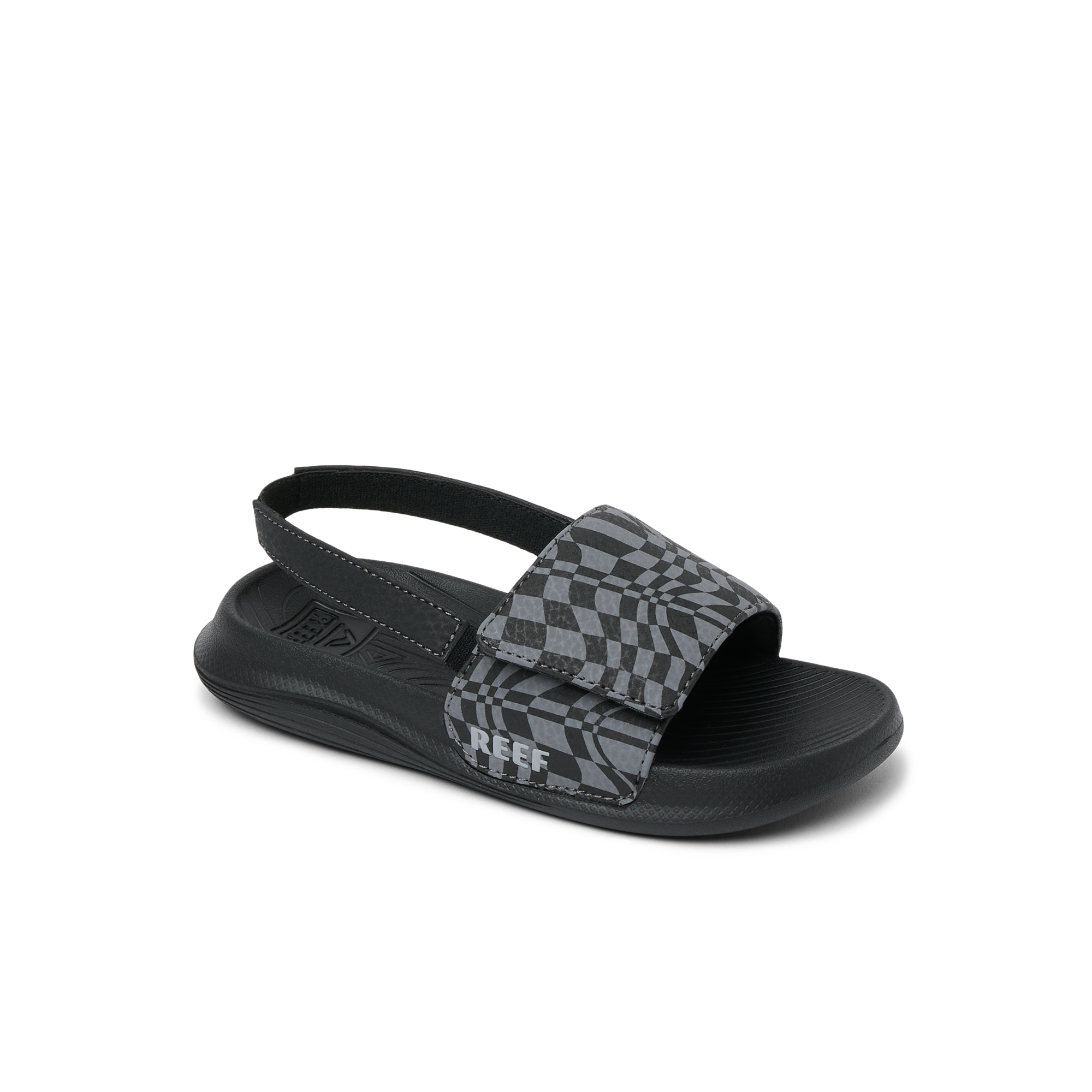 Reef Little Salty Boys Slide Black Swell Checker 4 C