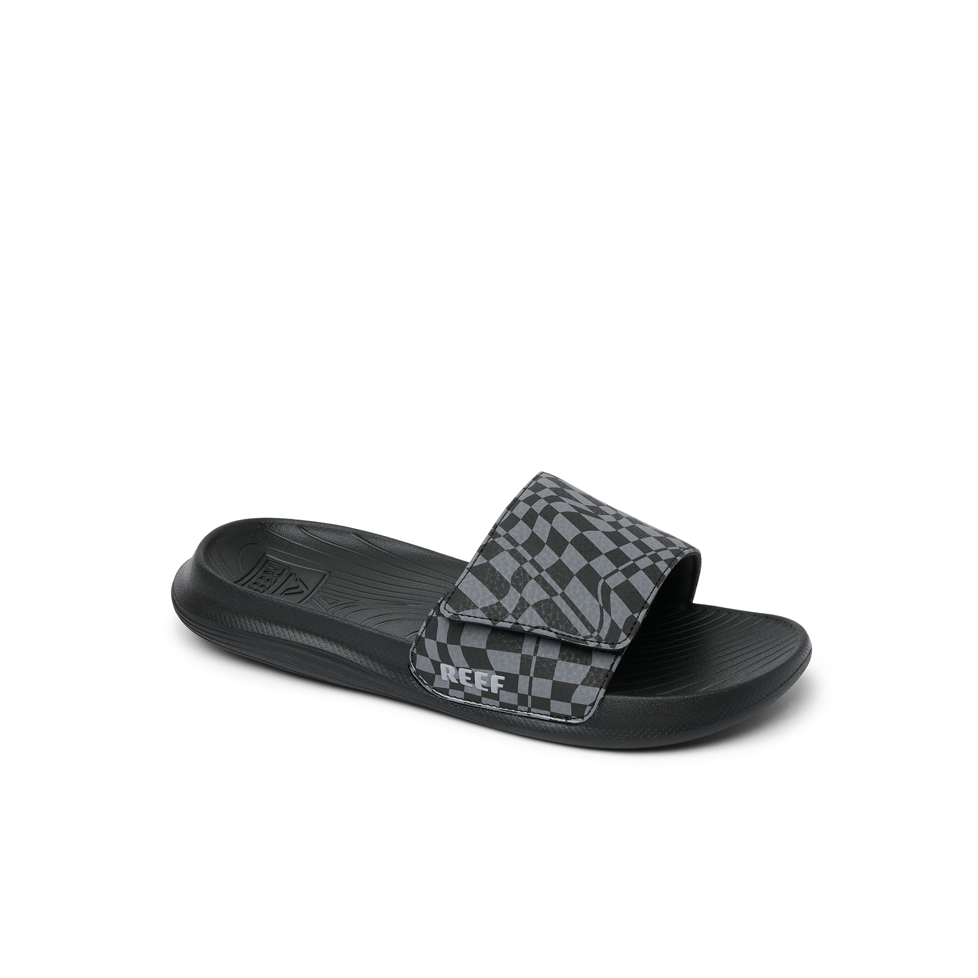 Reef Kids Salty Boys Slide Black Swell Checker 5 Y