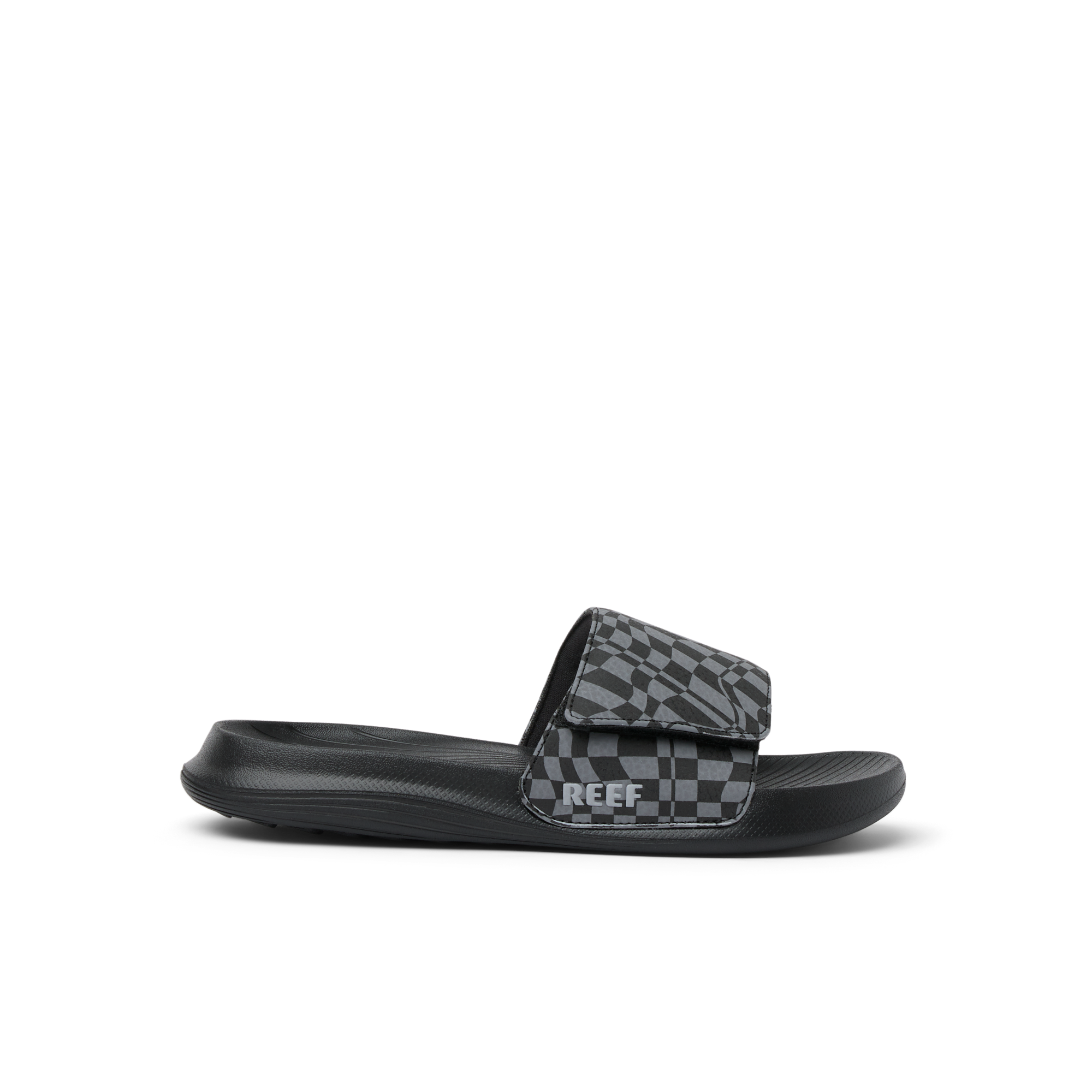 Reef Kids Salty Boys Slide Black Swell Checker 5 Y