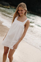 RHYTHM BRODERIE LACE GATHERED MIDI DRESS WHT-WHITE 3M