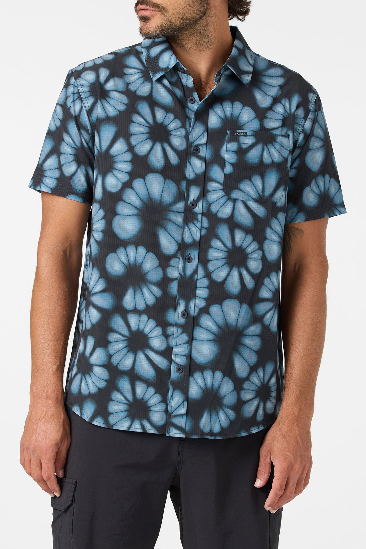 O'Neill Trvlr Perf Print Stnd SS Shirt BLK XXL
