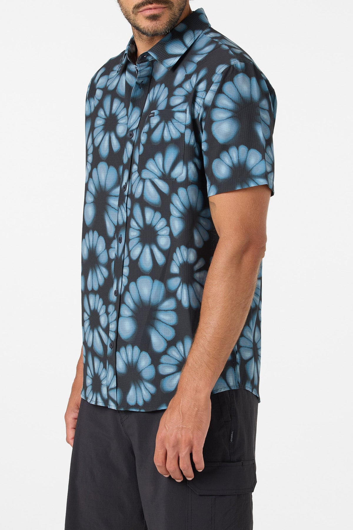 O'Neill Trvlr Perf Print Stnd SS Shirt BLK L