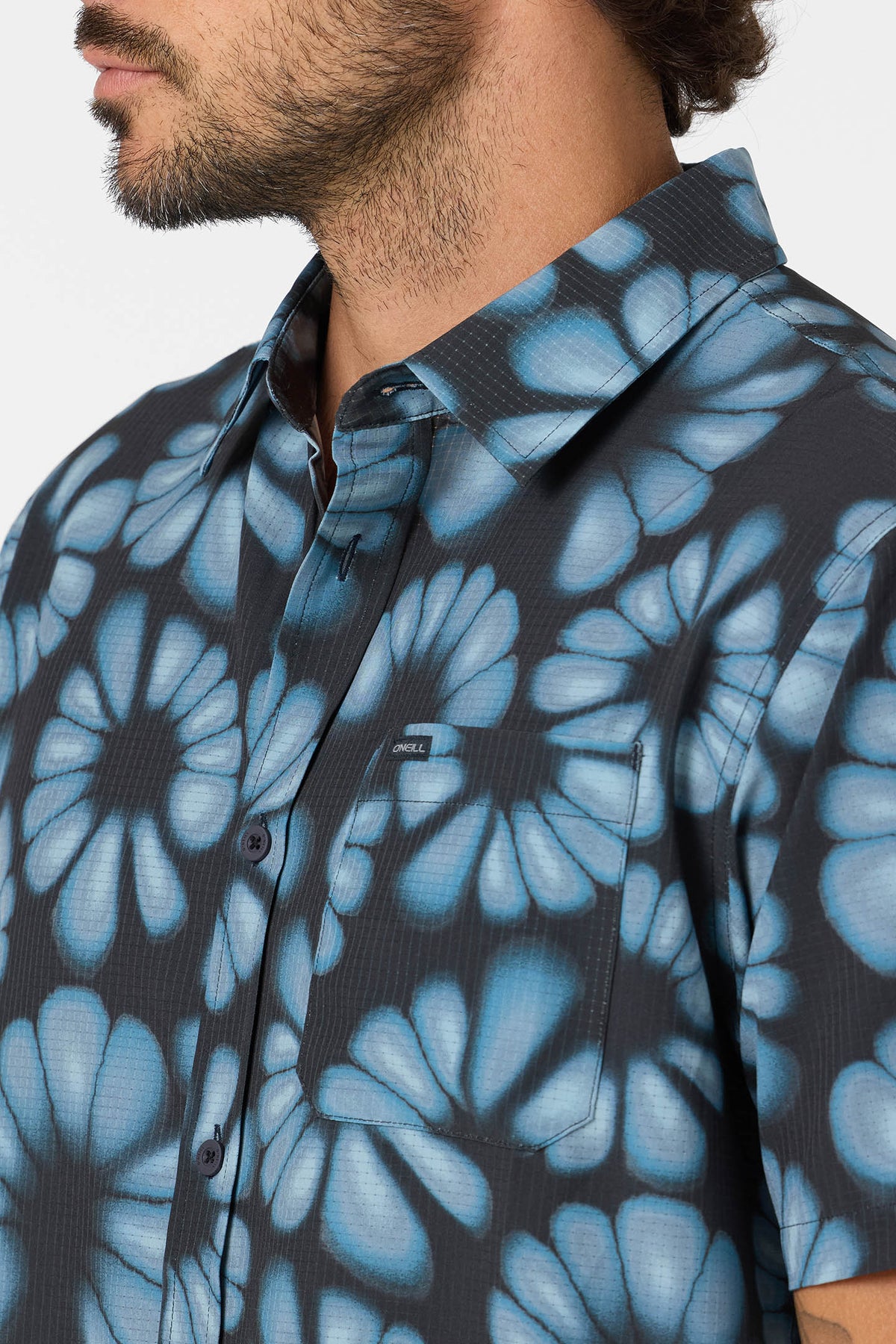 O'Neill Trvlr Perf Print Stnd SS Shirt BLK M